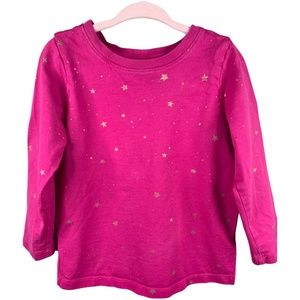 Hanna Andersson bright pink with gold sparkle stars t-shirt, 4 kids